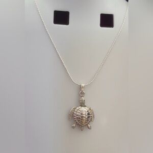 Taxco Sterling Silver 925 Turtle Pendant Necklace